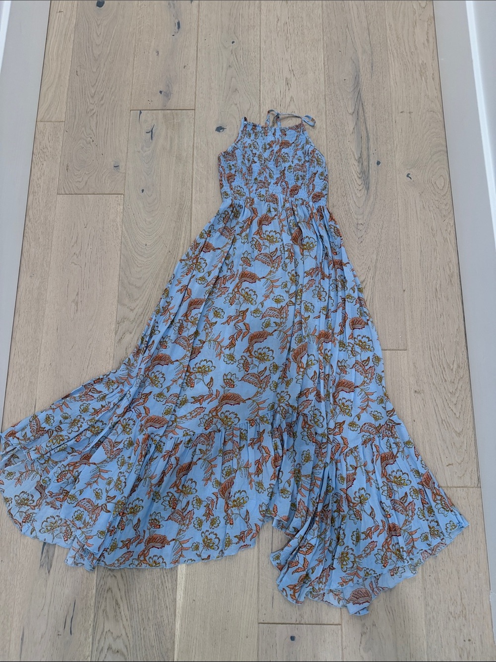 Free People Light Blue Floral Maxi Dress sz xs